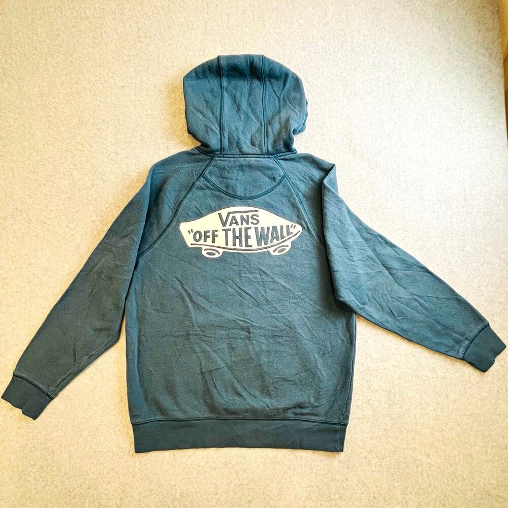 VANS Off The Wall Mens Gray Logo Graphic Pullover Hoodie Pockets Size M